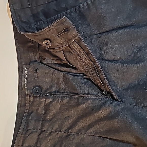 Banana Republic HR Pleated Pant Trouser Slacks Linen High Waisted Wide Black 4 L - Picture 8 of 14